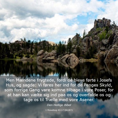 Picture 03 - 1 Mosebog 43:17 DA1871 - Men Mændene frygtede, fordi de bleve førte i - Bible Verse Picture