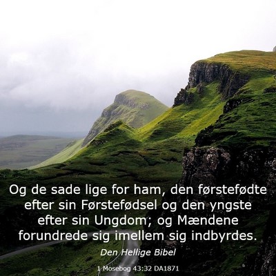 Picture 03 - 1 Mosebog 43:32 DA1871 - Og de sade lige for ham, den førstefødte efter - Bible Verse Picture
