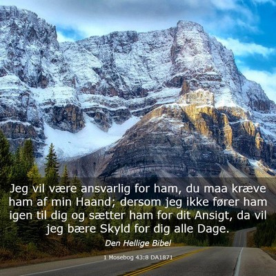 Picture 03 - 1 Mosebog 43:8 DA1871 - Jeg vil være ansvarlig for ham, du maa kræve - Bible Verse Picture