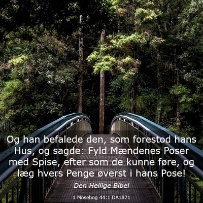 Picture 03 - 1 Mosebog 44:1 DA1871 - Og han befalede den, som forestod hans Hus, og - Bible Verse Picture