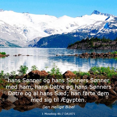 Picture 03 - 1 Mosebog 46:7 DA1871 - hans Sønner og hans Sønners Sønner med ham, - Bible Verse Picture