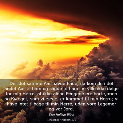 Picture 03 - 1 Mosebog 47:18 DA1871 - Der det samme Aar havde Ende, da kom de i det - Bible Verse Picture