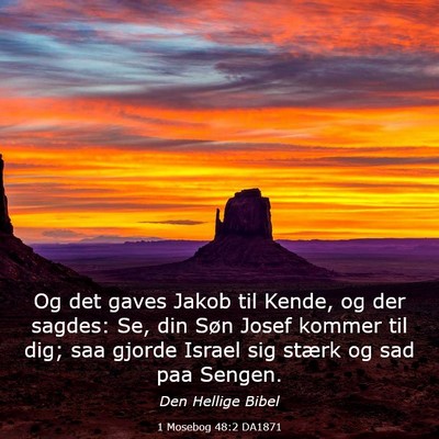Picture 03 - 1 Mosebog 48:2 DA1871 - Og det gaves Jakob til Kende, og der sagdes: Se, - Bible Verse Picture