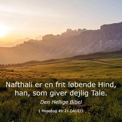 Picture 03 - 1 Mosebog 49:21 DA1871 - Nafthali er en frit løbende Hind, han, som giver - Bible Verse Picture