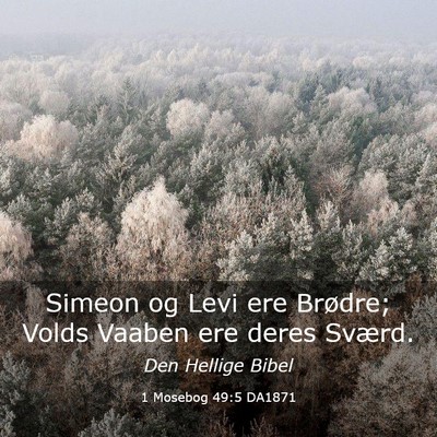 Picture 03 - 1 Mosebog 49:5 DA1871 - Simeon og Levi ere Brødre; Volds Vaaben ere - Bible Verse Picture