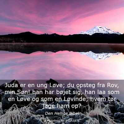 Picture 03 - 1 Mosebog 49:9 DA1871 - Juda er en ung Løve; du opsteg fra Rov, min - Bible Verse Picture