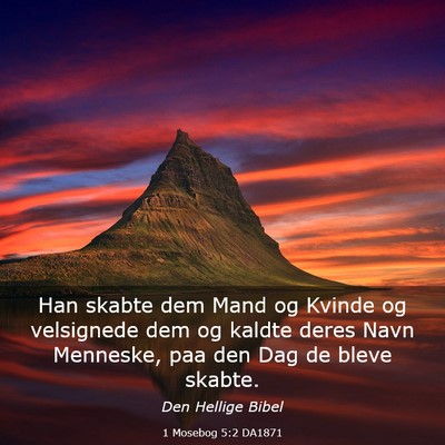 Picture 03 - 1 Mosebog 5:2 DA1871 - Han skabte dem Mand og Kvinde og velsignede dem - Bible Verse Picture