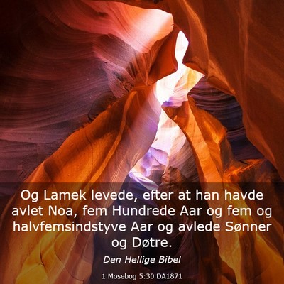 Picture 03 - 1 Mosebog 5:30 DA1871 - Og Lamek levede, efter at han havde avlet Noa, - Bible Verse Picture