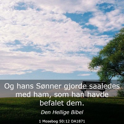 Picture 03 - 1 Mosebog 50:12 DA1871 - Og hans Sønner gjorde saaledes med ham, som han - Bible Verse Picture