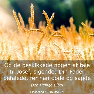 Picture 03 - 1 Mosebog 50:16 DA1871 - Og de beskikkede nogen at tale til Josef, - Bible Verse Picture