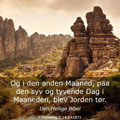 Picture 03 - 1 Mosebog 8:14 DA1871 - Og i den anden Maaned, paa den syv og tyvende Dag - Bible Verse Picture