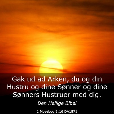 Picture 03 - 1 Mosebog 8:16 DA1871 - Gak ud ad Arken, du og din Hustru og dine Sønner - Bible Verse Picture
