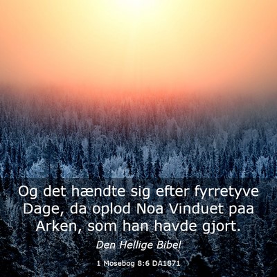 Picture 03 - 1 Mosebog 8:6 DA1871 - Og det hændte sig efter fyrretyve Dage, da oplod - Bible Verse Picture