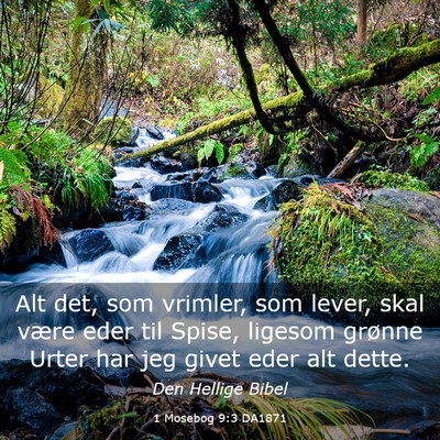 Picture 03 - 1 Mosebog 9:3 DA1871 - Alt det, som vrimler, som lever, skal være eder - Bible Verse Picture