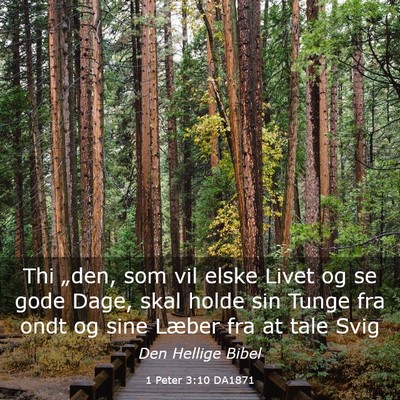 Picture 03 - 1 Peter 3:10 DA1871 - Thi „den, som vil elske Livet og se gode Dage, - Bible Verse Picture