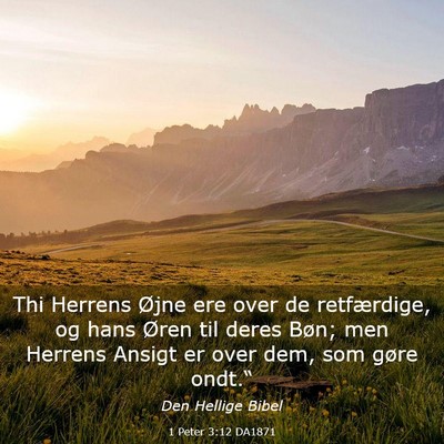 Picture 03 - 1 Peter 3:12 DA1871 - Thi Herrens Øjne ere over de retfærdige, og - Bible Verse Picture
