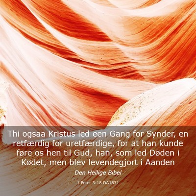 Picture 03 - 1 Peter 3:18 DA1871 - Thi ogsaa Kristus led een Gang for Synder, en - Bible Verse Picture