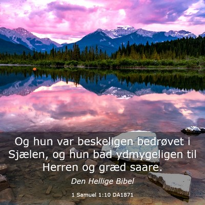 Picture 03 - 1 Samuel 1:10 DA1871 - Og hun var beskeligen bedrøvet i Sjælen, og hun - Bible Verse Picture