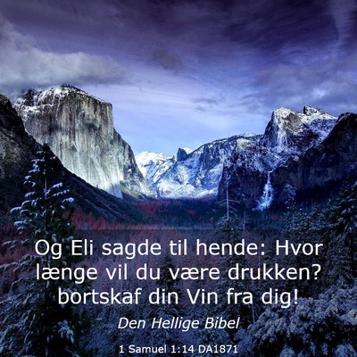 Picture 03 - 1 Samuel 1:14 DA1871 - Og Eli sagde til hende: Hvor længe vil du være - Bible Verse Picture