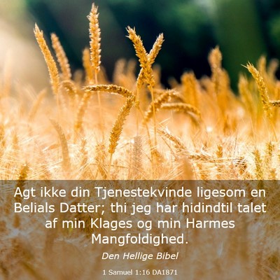 Picture 03 - 1 Samuel 1:16 DA1871 - Agt ikke din Tjenestekvinde ligesom en Belials - Bible Verse Picture