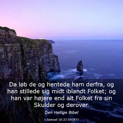 Picture 03 - 1 Samuel 10:23 DA1871 - Da løb de og hentede ham derfra, og han stillede - Bible Verse Picture