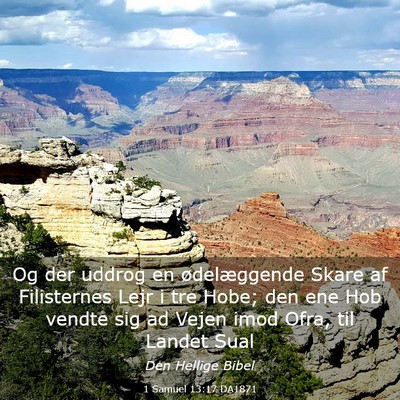 Picture 03 - 1 Samuel 13:17 DA1871 - Og der uddrog en ødelæggende Skare af - Bible Verse Picture