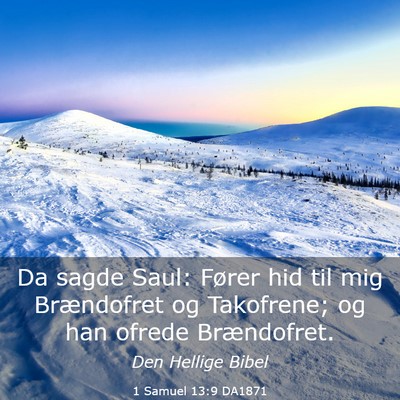 Picture 03 - 1 Samuel 13:9 DA1871 - Da sagde Saul: Fører hid til mig Brændofret og - Bible Verse Picture