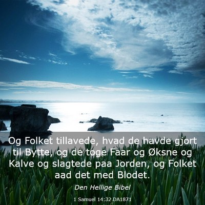 Picture 03 - 1 Samuel 14:32 DA1871 - Og Folket tillavede, hvad de havde gjort til - Bible Verse Picture