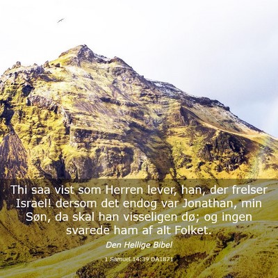 Picture 03 - 1 Samuel 14:39 DA1871 - Thi saa vist som Herren lever, han, der frelser - Bible Verse Picture