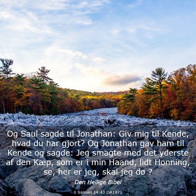 Picture 03 - 1 Samuel 14:43 DA1871 - Og Saul sagde til Jonathan: Giv mig til Kende, - Bible Verse Picture