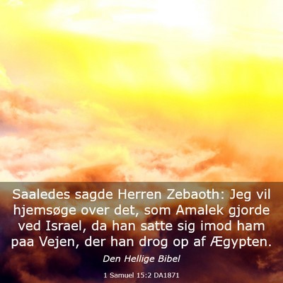 Picture 03 - 1 Samuel 15:2 DA1871 - Saaledes sagde Herren Zebaoth: Jeg vil hjemsøge - Bible Verse Picture