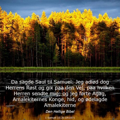 Picture 03 - 1 Samuel 15:20 DA1871 - Da sagde Saul til Samuel: Jeg adlød dog Herrens - Bible Verse Picture