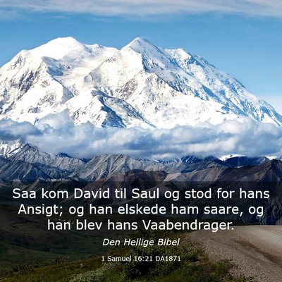 Picture 03 - 1 Samuel 16:21 DA1871 - Saa kom David til Saul og stod for hans Ansigt; - Bible Verse Picture