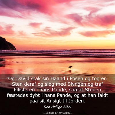 Picture 03 - 1 Samuel 17:49 DA1871 - Og David stak sin Haand i Posen og tog en Sten - Bible Verse Picture