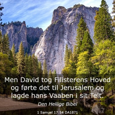 Picture 03 - 1 Samuel 17:54 DA1871 - Men David tog Filisterens Hoved og førte det til - Bible Verse Picture