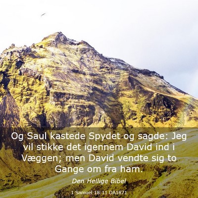 Picture 03 - 1 Samuel 18:11 DA1871 - Og Saul kastede Spydet og sagde: Jeg vil stikke - Bible Verse Picture
