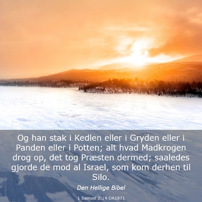 Picture 03 - 1 Samuel 2:14 DA1871 - Og han stak i Kedlen eller i Gryden eller i - Bible Verse Picture