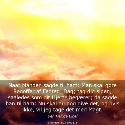 Picture 03 - 1 Samuel 2:16 DA1871 - Naar Manden sagde til ham: Man skal gøre - Bible Verse Picture