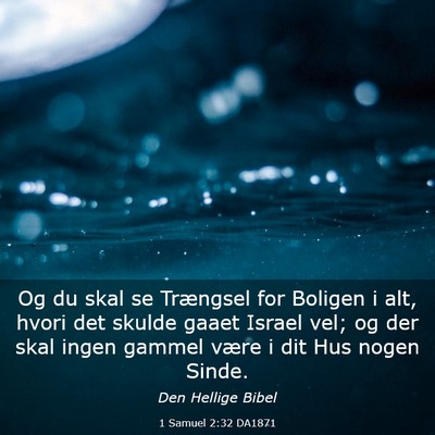 Picture 03 - 1 Samuel 2:32 DA1871 - Og du skal se Trængsel for Boligen i alt, hvori - Bible Verse Picture