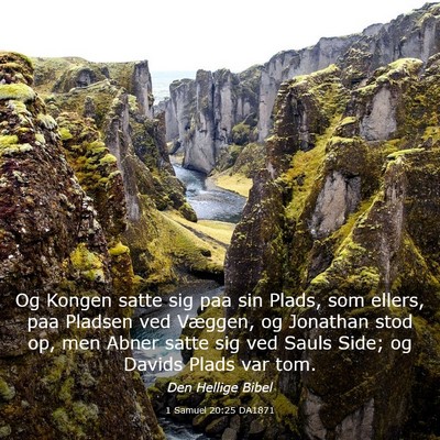 Picture 03 - 1 Samuel 20:25 DA1871 - Og Kongen satte sig paa sin Plads, som ellers, - Bible Verse Picture