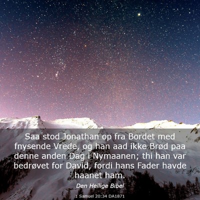 Picture 03 - 1 Samuel 20:34 DA1871 - Saa stod Jonathan op fra Bordet med fnysende - Bible Verse Picture