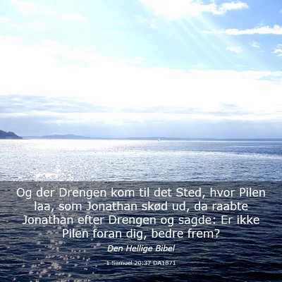 Picture 03 - 1 Samuel 20:37 DA1871 - Og der Drengen kom til det Sted, hvor Pilen laa, - Bible Verse Picture