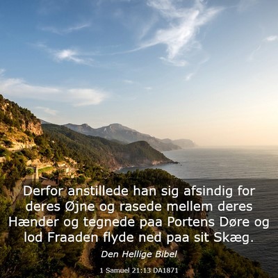 Picture 03 - 1 Samuel 21:13 DA1871 - Derfor anstillede han sig afsindig for deres - Bible Verse Picture