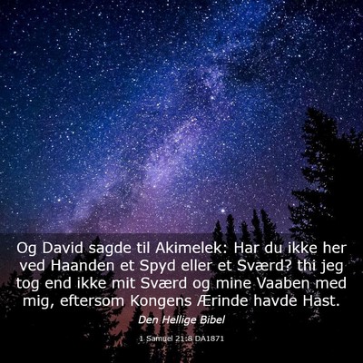 Picture 03 - 1 Samuel 21:8 DA1871 - Og David sagde til Akimelek: Har du ikke her ved - Bible Verse Picture