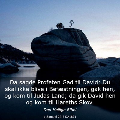 Picture 03 - 1 Samuel 22:5 DA1871 - Da sagde Profeten Gad til David: Du skal ikke - Bible Verse Picture