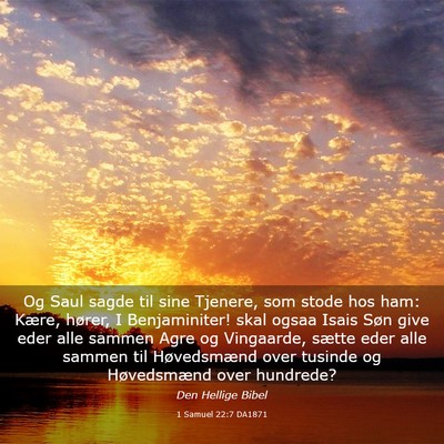 Picture 03 - 1 Samuel 22:7 DA1871 - Og Saul sagde til sine Tjenere, som stode hos - Bible Verse Picture