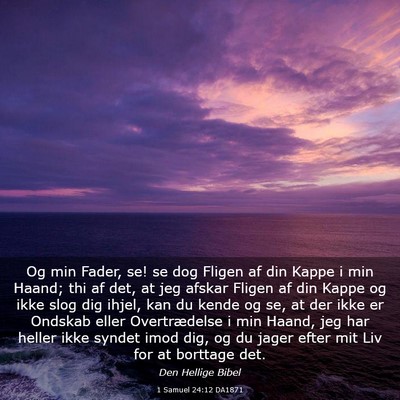 Picture 03 - 1 Samuel 24:12 DA1871 - Og min Fader, se! se dog Fligen af din Kappe i - Bible Verse Picture