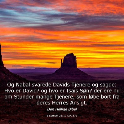 Picture 03 - 1 Samuel 25:10 DA1871 - Og Nabal svarede Davids Tjenere og sagde: Hvo er - Bible Verse Picture