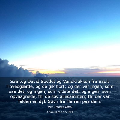 Picture 03 - 1 Samuel 26:12 DA1871 - Saa tog David Spydet og Vandkrukken fra Sauls - Bible Verse Picture
