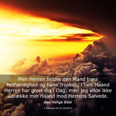 Picture 03 - 1 Samuel 26:23 DA1871 - Men Herren betale den Mand hans Retfærdighed og - Bible Verse Picture